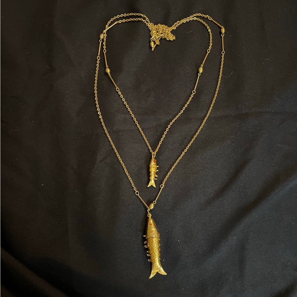 Rare Vintage Articulated Fish Necklace